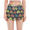 Camping Van Pattern Print Women's Split Running Shorts