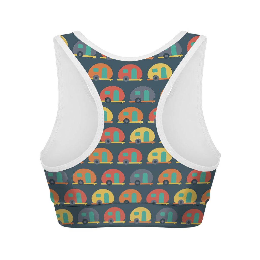 Camping Van Pattern Print Women's Sports Bra