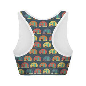 Camping Van Pattern Print Women's Sports Bra