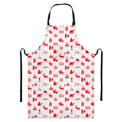 Canada Country Pattern Print Bib Apron With Pocket
