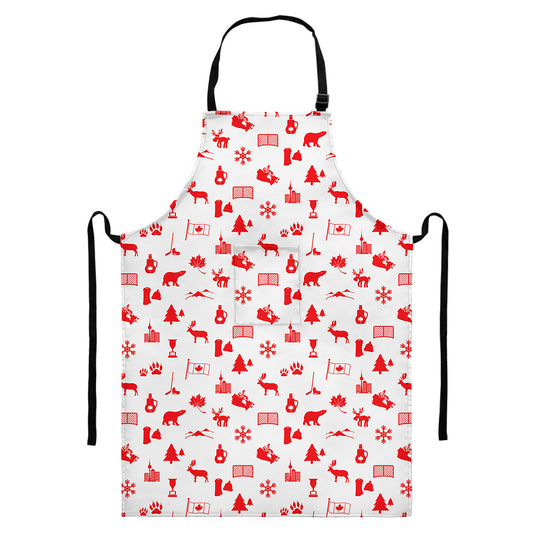 Canada Country Pattern Print Bib Apron With Pocket