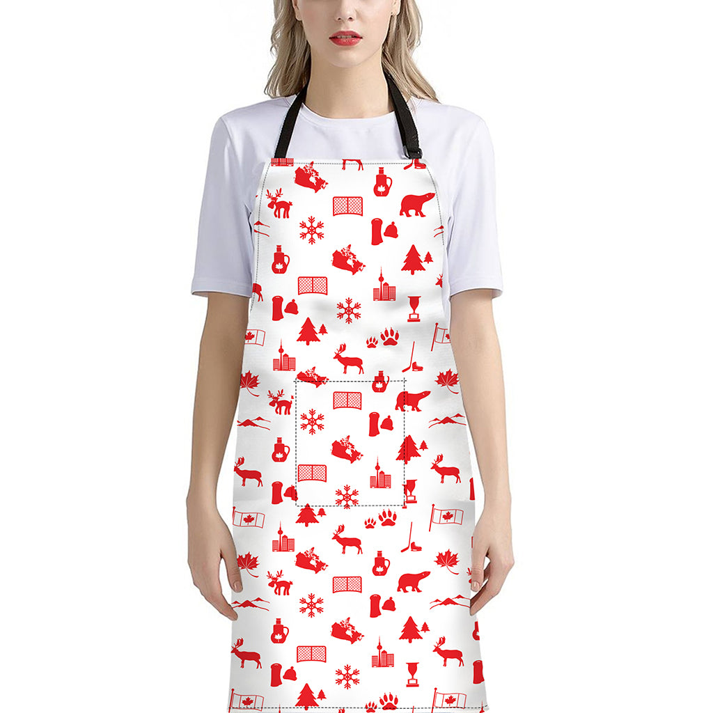 Canada Country Pattern Print Bib Apron With Pocket