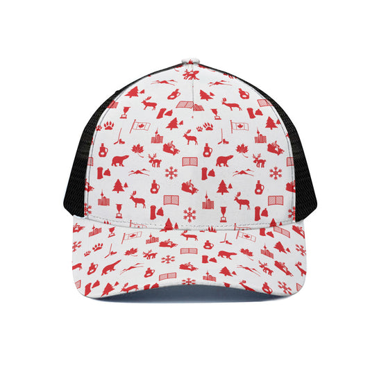 Canada Country Pattern Print Black Mesh Trucker Cap