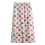 Canada Country Pattern Print Cotton Front Slit Maxi Skirt