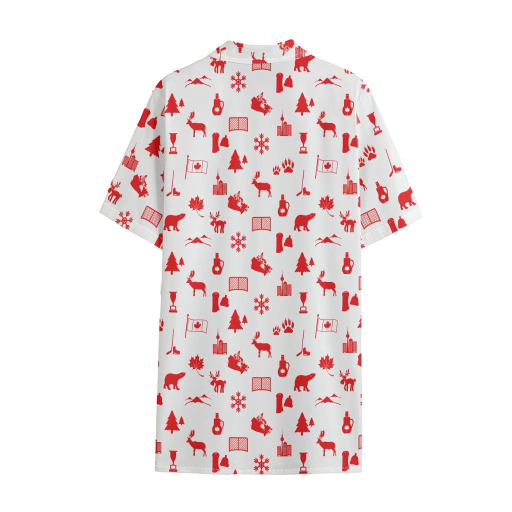 Canada Country Pattern Print Cotton Hawaiian Shirt