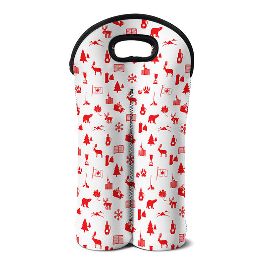Canada Country Pattern Print Double Neoprene Wine Tote