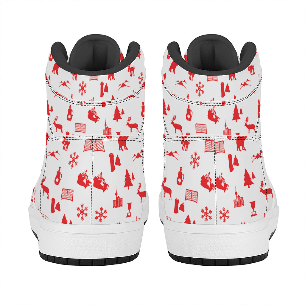 Canada Country Pattern Print High Top Leather Sneakers