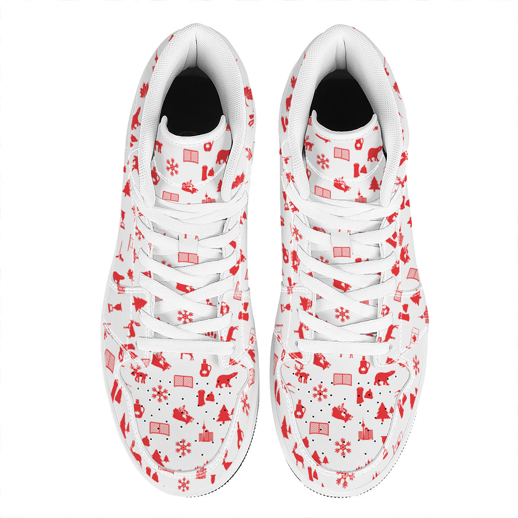 Canada Country Pattern Print High Top Leather Sneakers