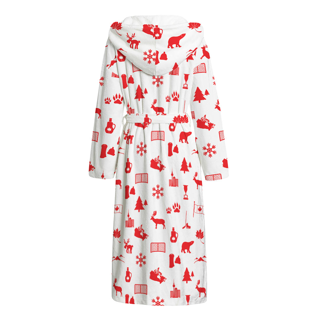 Canada Country Pattern Print Hooded Bathrobe