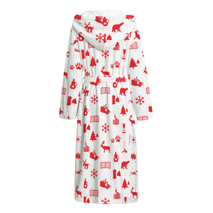 Canada Country Pattern Print Hooded Bathrobe