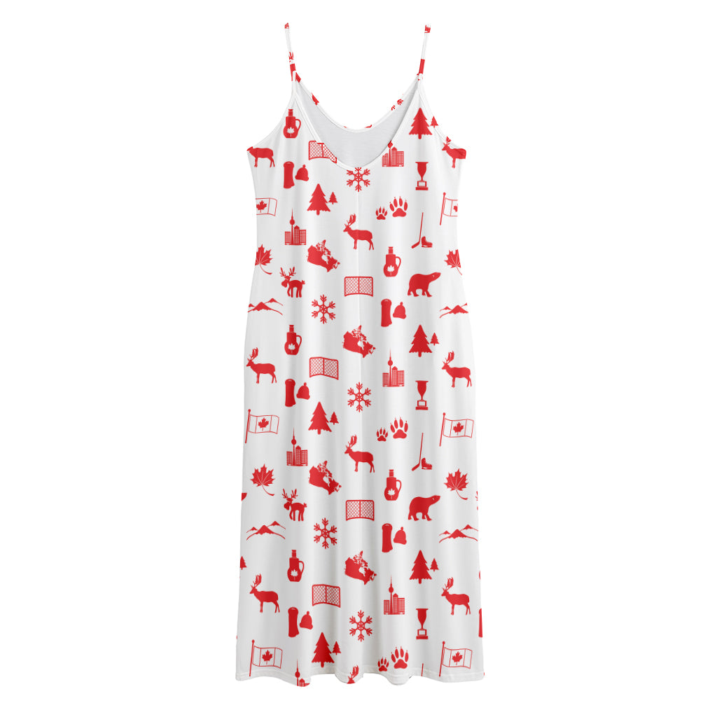 Canada Country Pattern Print Jersey Midi Cami Dress