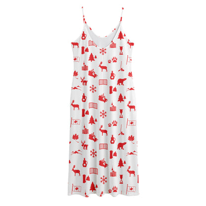 Canada Country Pattern Print Jersey Midi Cami Dress