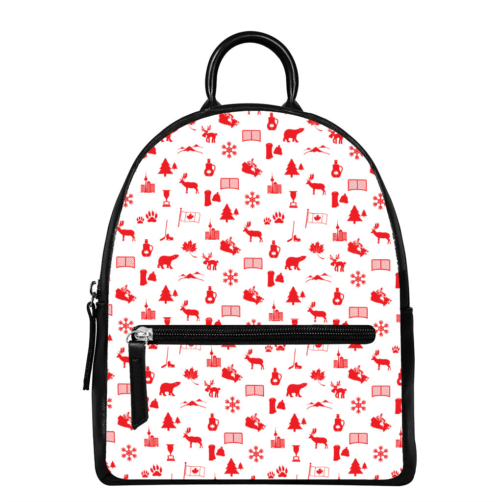 Canada Country Pattern Print Leather Backpack