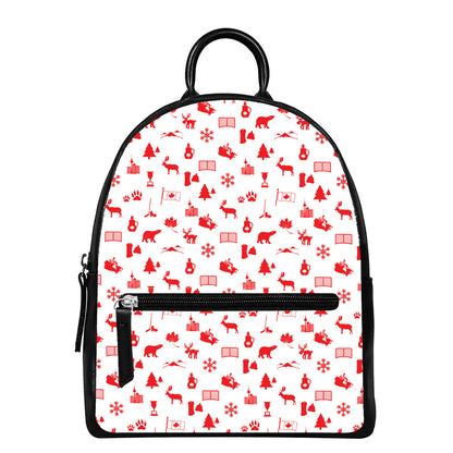 Canada Country Pattern Print Leather Backpack