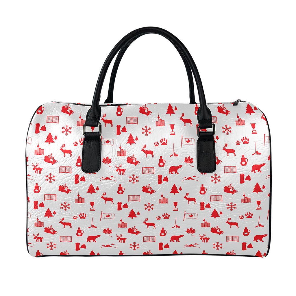 Canada Country Pattern Print Leather Duffle Bag