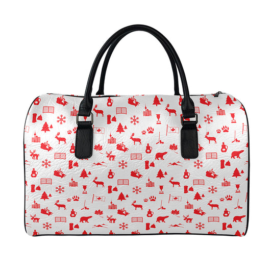 Canada Country Pattern Print Leather Duffle Bag