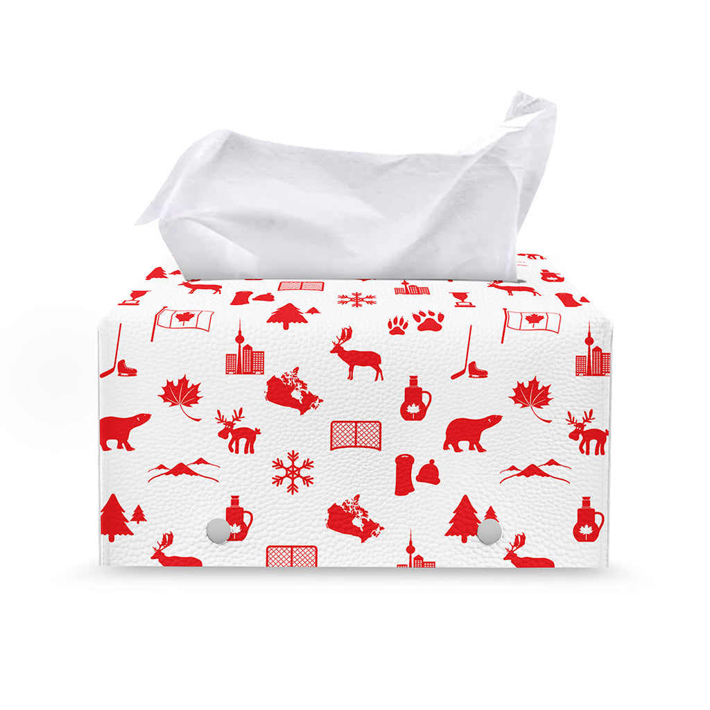 Canada Country Pattern Print Leather Tissue Box Cover