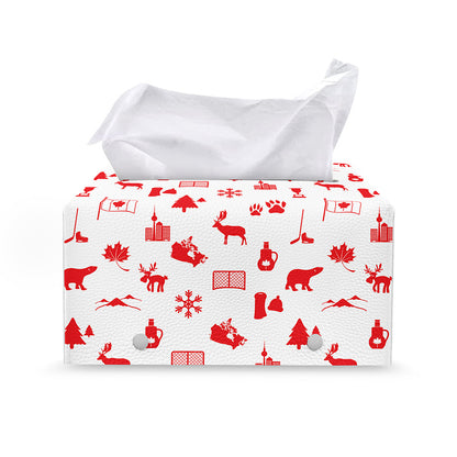 Canada Country Pattern Print Leather Tissue Box Cover