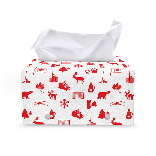 Canada Country Pattern Print Leather Tissue Box Cover