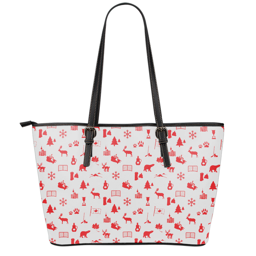 Canada Country Pattern Print Leather Tote Bag