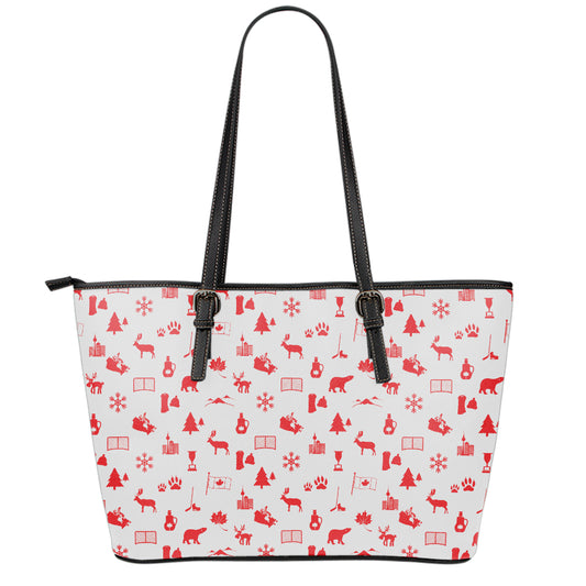 Canada Country Pattern Print Leather Tote Bag