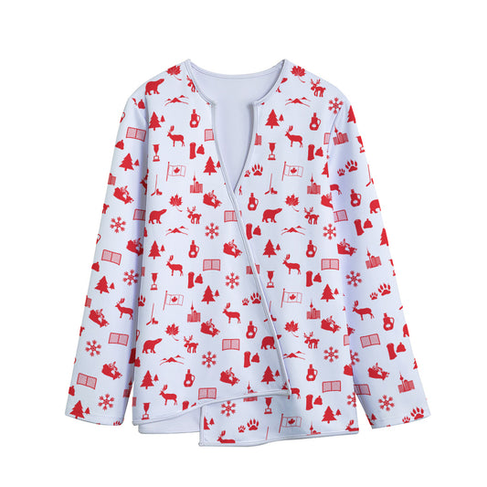 Canada Country Pattern Print Long Sleeve Short Coat