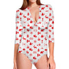 Canada Country Pattern Print Long Sleeve Swimsuit
