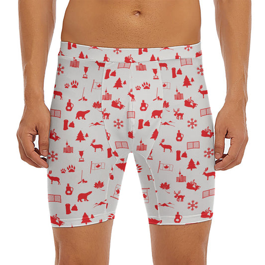 Canada Country Pattern Print Men's Long Boxer Briefs