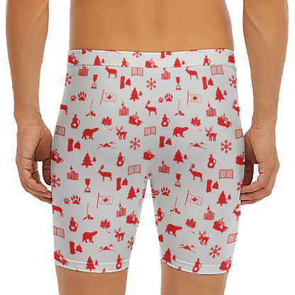 Canada Country Pattern Print Men's Long Boxer Briefs