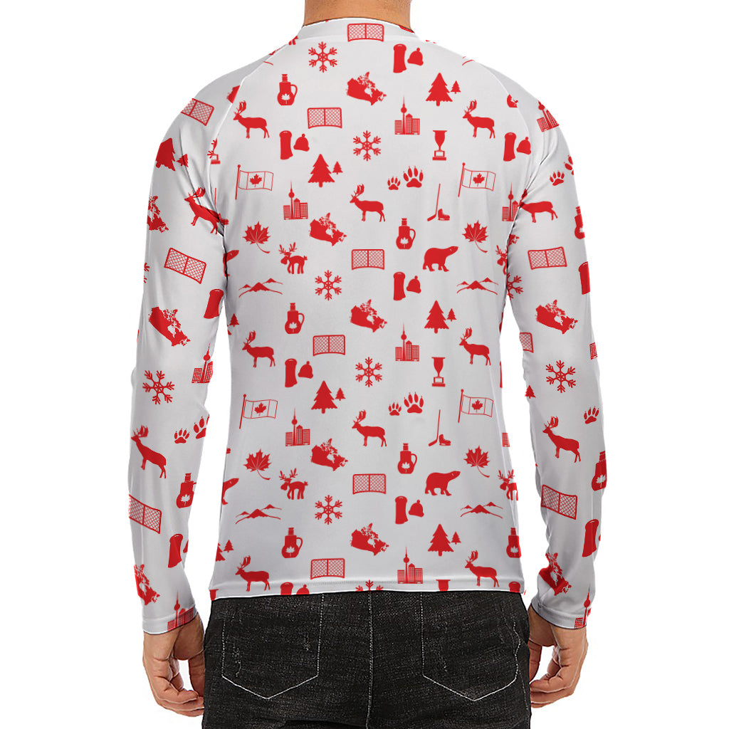 Canada Country Pattern Print Men's Long Sleeve Rash Guard