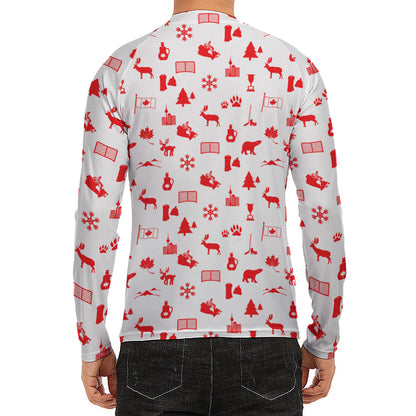 Canada Country Pattern Print Men's Long Sleeve Rash Guard