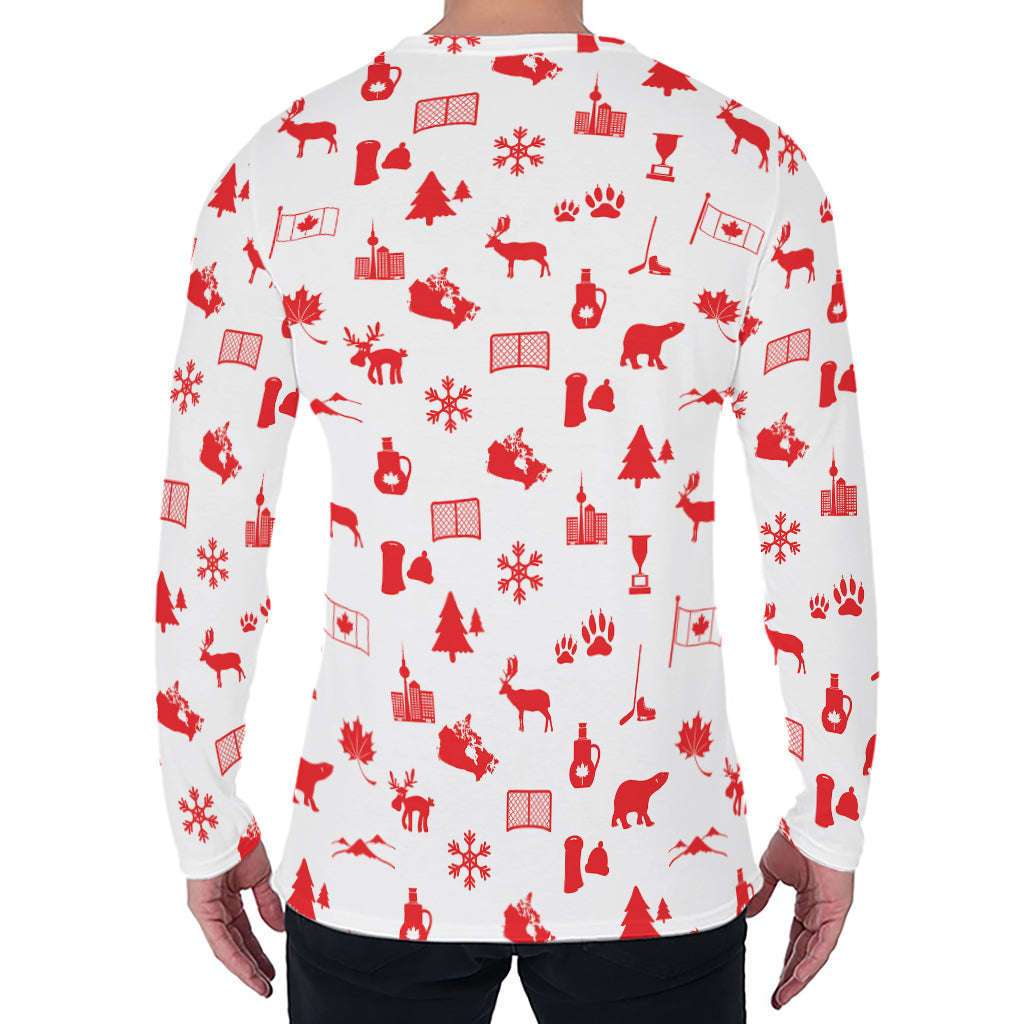 Canada Country Pattern Print Men's Long Sleeve T-Shirt