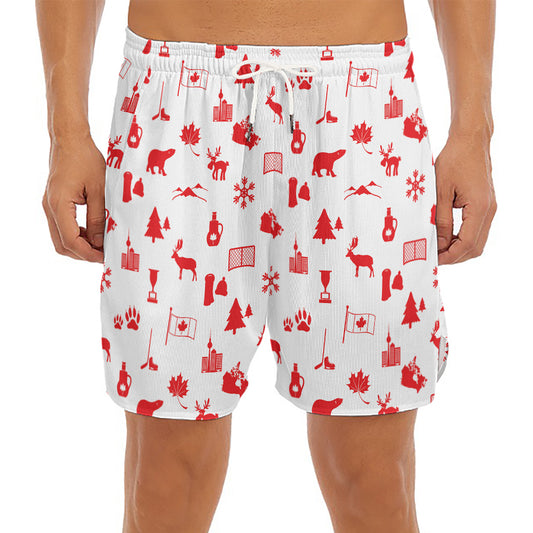 Canada Country Pattern Print Men's Split Running Shorts