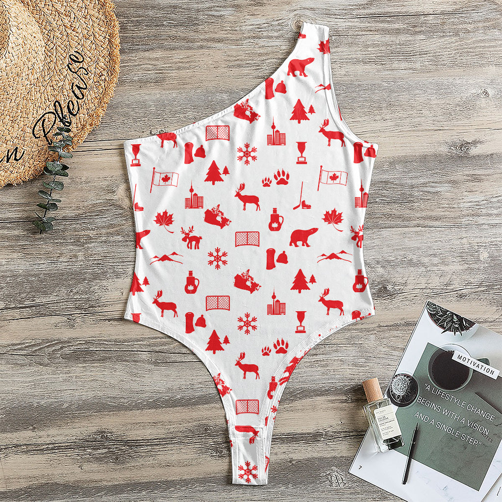 Canada Country Pattern Print One Shoulder Bodysuit