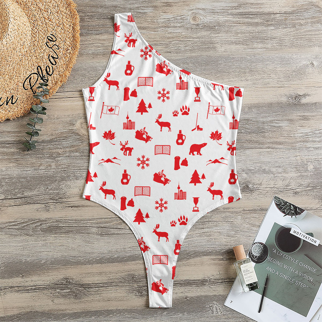 Canada Country Pattern Print One Shoulder Bodysuit