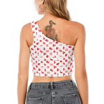 Canada Country Pattern Print One Shoulder Crop Top