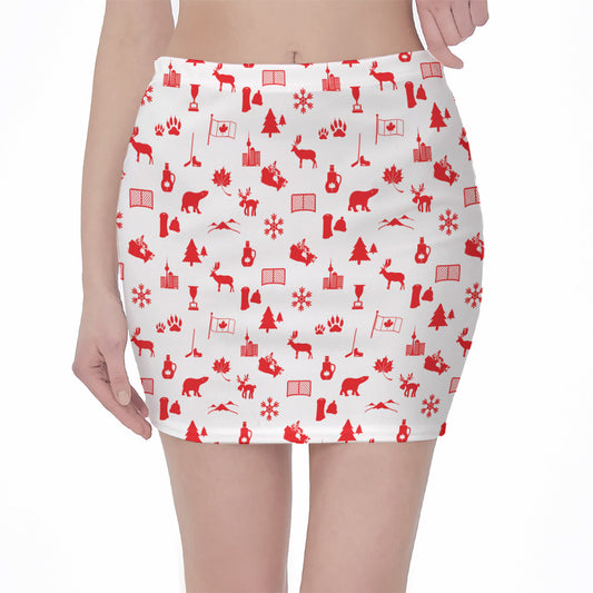 Canada Country Pattern Print Pencil Mini Skirt