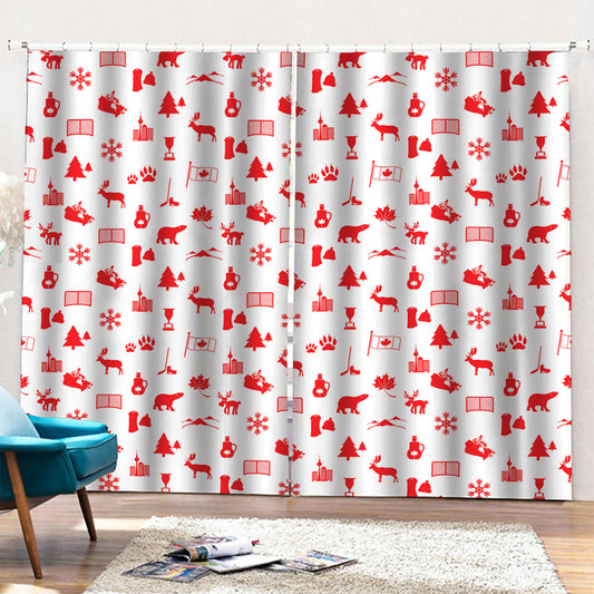 Canada Country Pattern Print Pencil Pleat Curtains