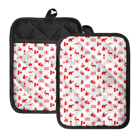 Canada Country Pattern Print Pot Holders With Pocket