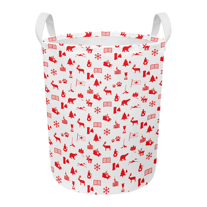 Canada Country Pattern Print Round Laundry Basket