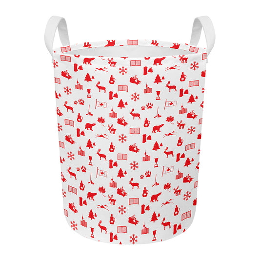 Canada Country Pattern Print Round Laundry Basket