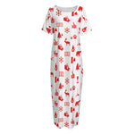 Canada Country Pattern Print Short Sleeve Long Nightdress