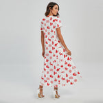 Canada Country Pattern Print Short Sleeve Maxi Dress