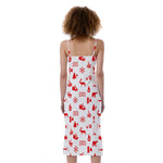Canada Country Pattern Print Slim Fit Midi Cami Dress
