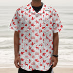 Canada Country Pattern Print Textured Short Sleeve Shirt