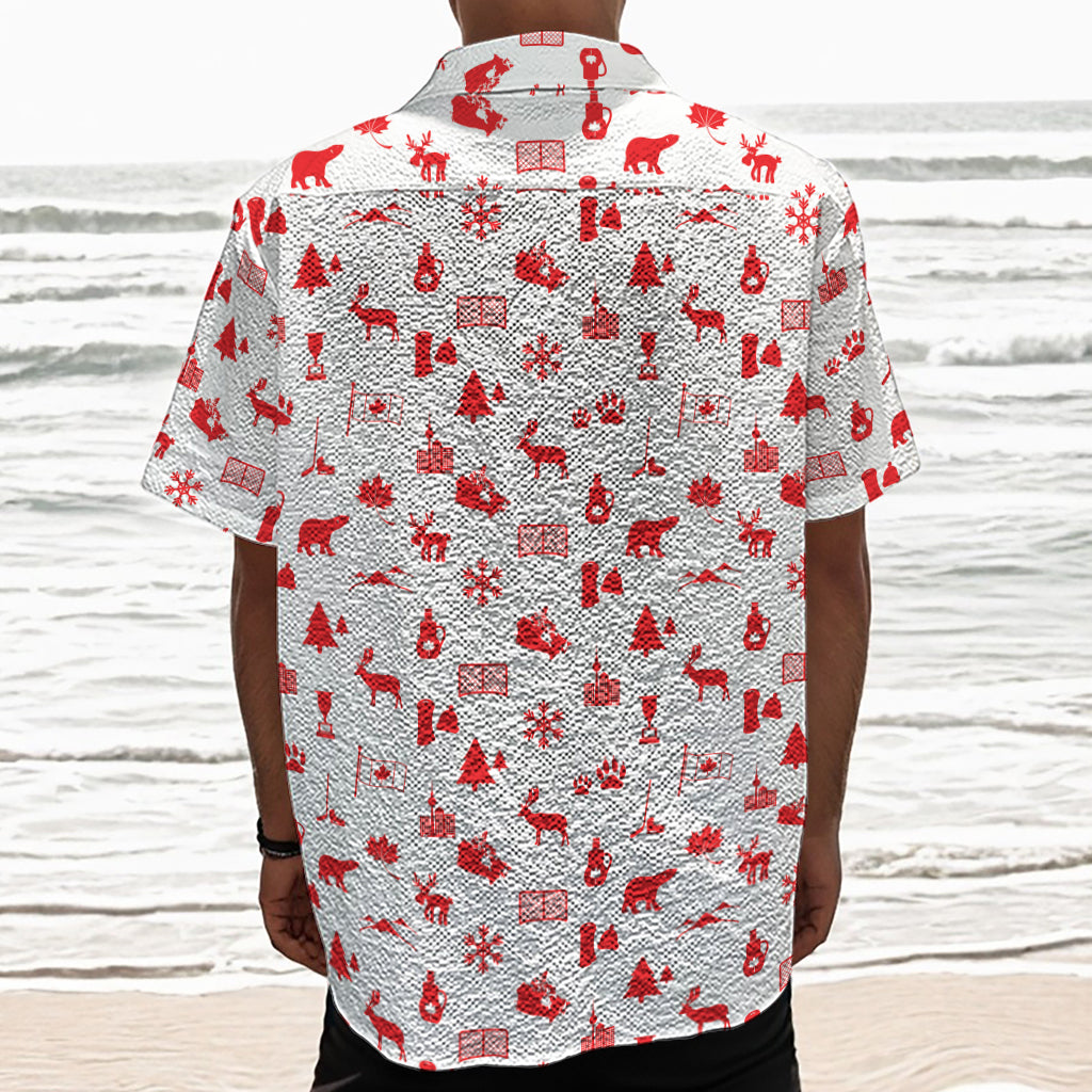 Canada Country Pattern Print Textured Short Sleeve Shirt