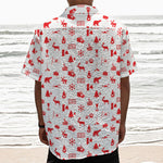 Canada Country Pattern Print Textured Short Sleeve Shirt