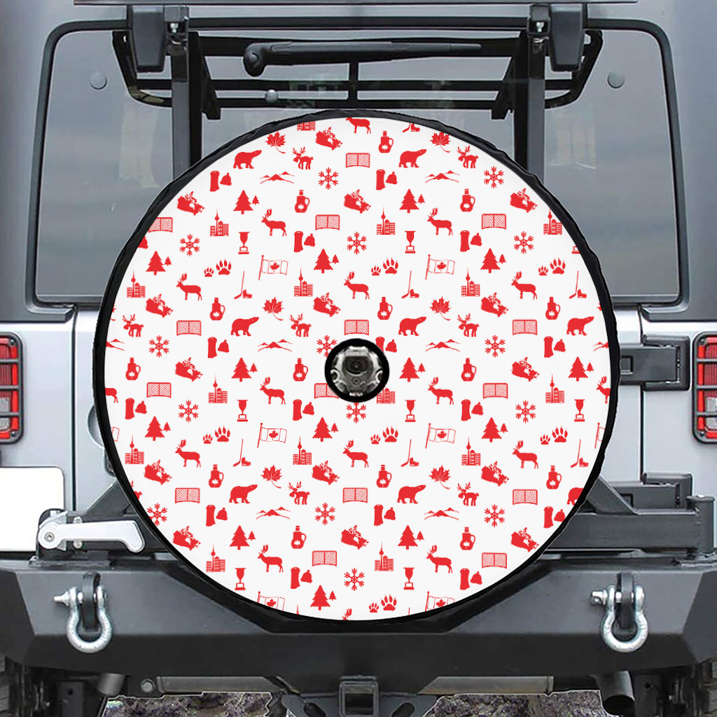 Canada Country Pattern Print Tire Cover With Camera Hole