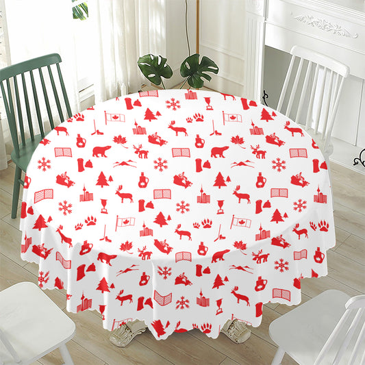 Canada Country Pattern Print Waterproof Round Tablecloth