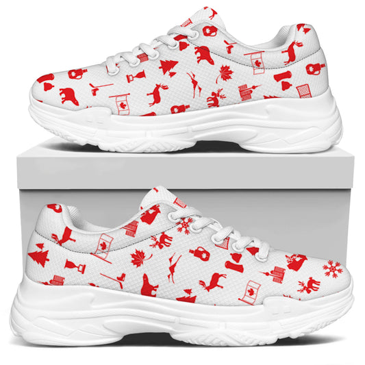Canada Country Pattern Print White Chunky Shoes